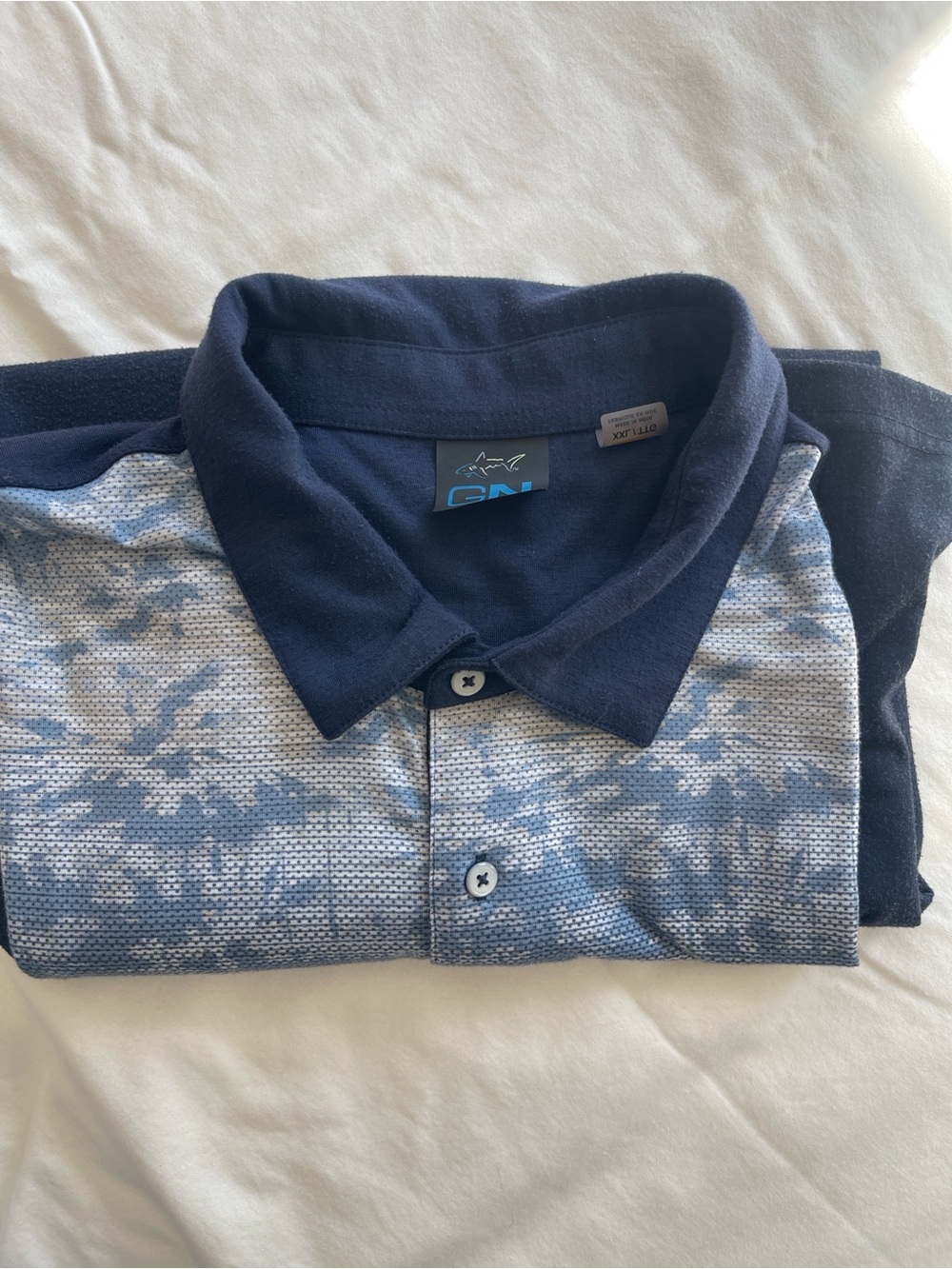 Greg Norman Collection Navy & Light Blue Camo Polo